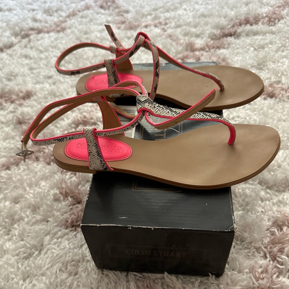Colin Stuart Pink and Tan Women's Sandals